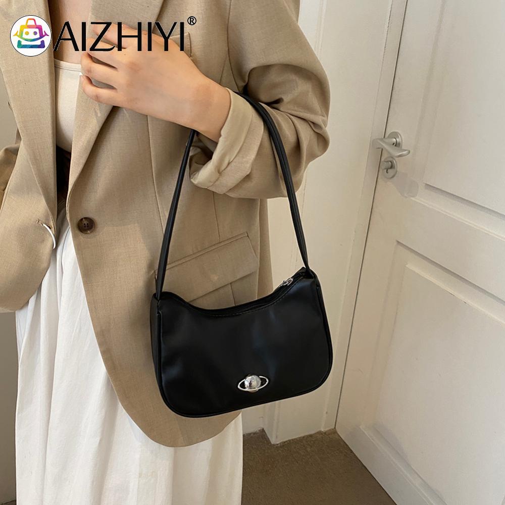 Women Small Shoulder Bags Zip Closure Fashion Mini Purse Vintage Under The Arm Purse Lightweight Solid Purse Clutch