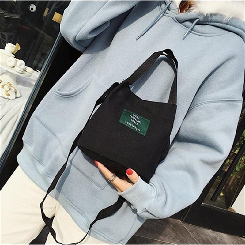 Canvas Shoulder Women's Bag Small Korean Fashion Messenger Bag Crossbody Bag for Girl Students Cotton Cloth Female Handbags
