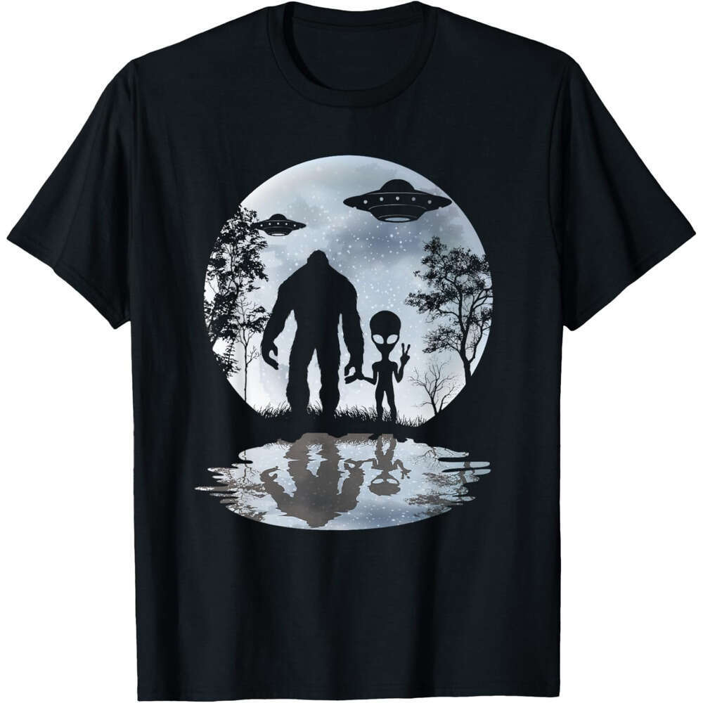 T shirt Mens Alien Bigfoot Moon Sasquatch UFO Extraterrestrial Men women T-Shirt shirts tshirt graphic tee Casual tops summer clothes Short sleeve