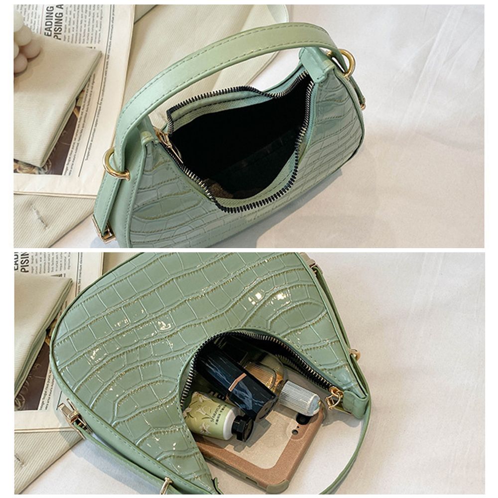 Women's Crocodile Grain Underarm Bags PU Fashion Shoulder Bag Cute Simple Handbags Female Purses