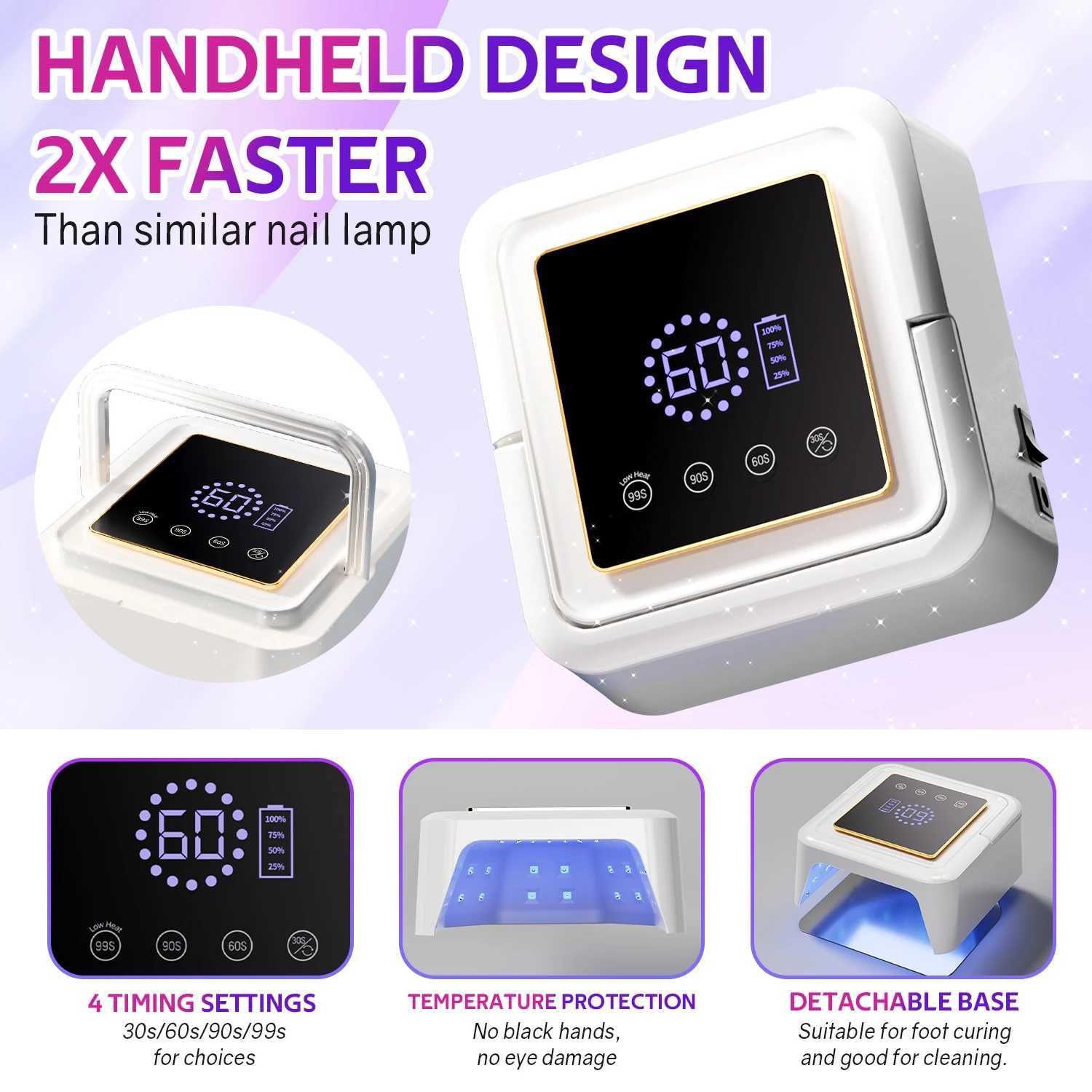 DinaBeauty Rechargeable UV LED Nail Lamp Wireless Gel Polish Nail Dryer Pedicure Manicure Light Cordless Nail Lamp Salon ToolCL2400806