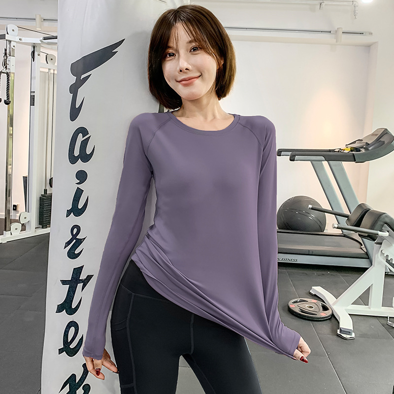 Yoga wear women's autumn long sleeve sports running top to wear tight stretch fitness T-shirt Pilates training clothes