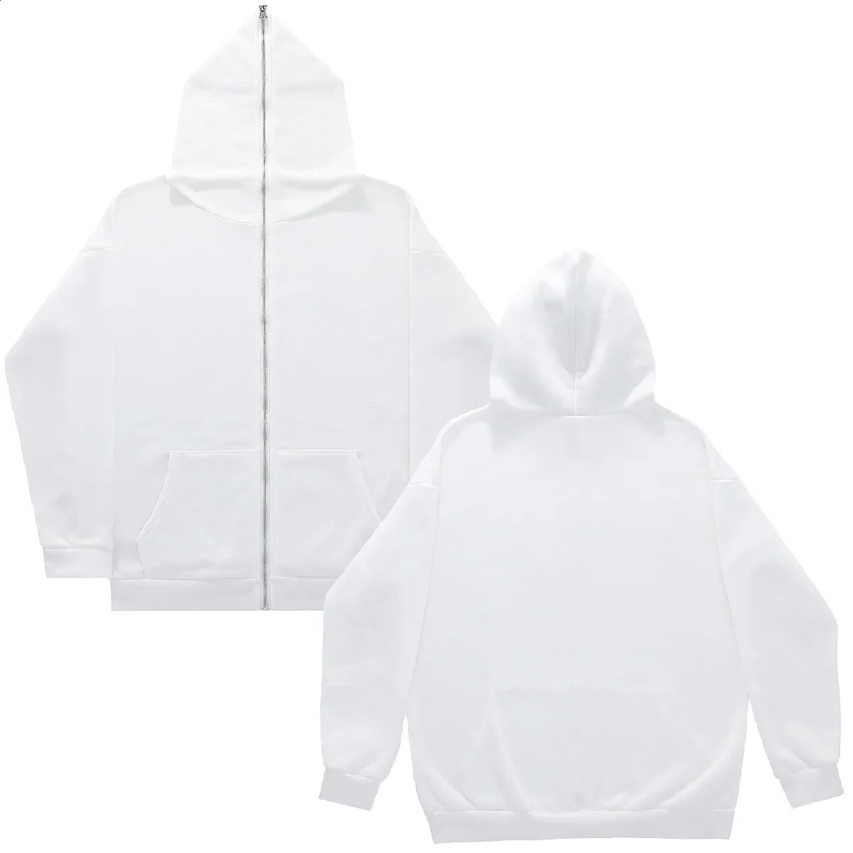 Mens Full Zipper Jackets Zip-up Sweatshirt Hoodie Blank Jacket Cardigan Solid Color Fleece Hoodies Streetwear Y2k Sweatshirts 240823