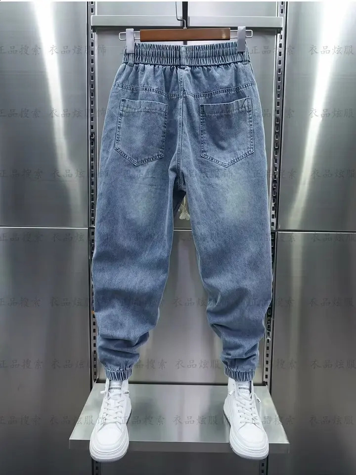 Mens Jeans Fashion Casual Jogger Harem Denim Pants Hip Hop elastic waist Letter printing jeans Male Trousers spring 240821