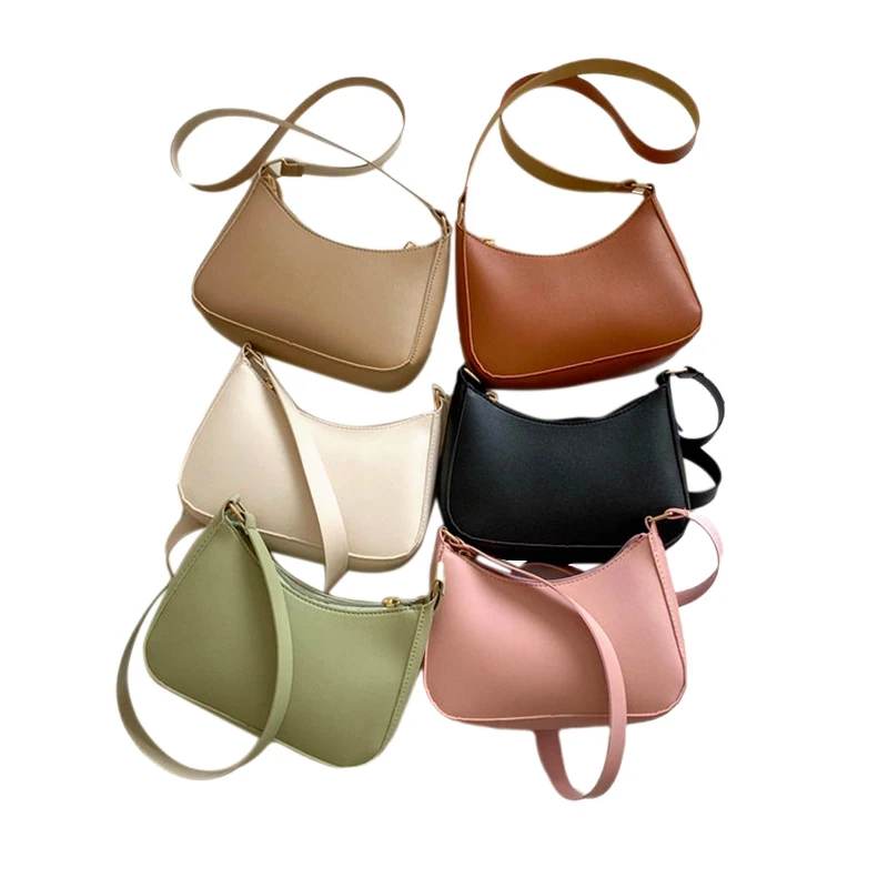 New Women's Fashion Handbags Retro Solid Color PU Leather Shoulder Underarm Bag Casual Women Hobos Handbags