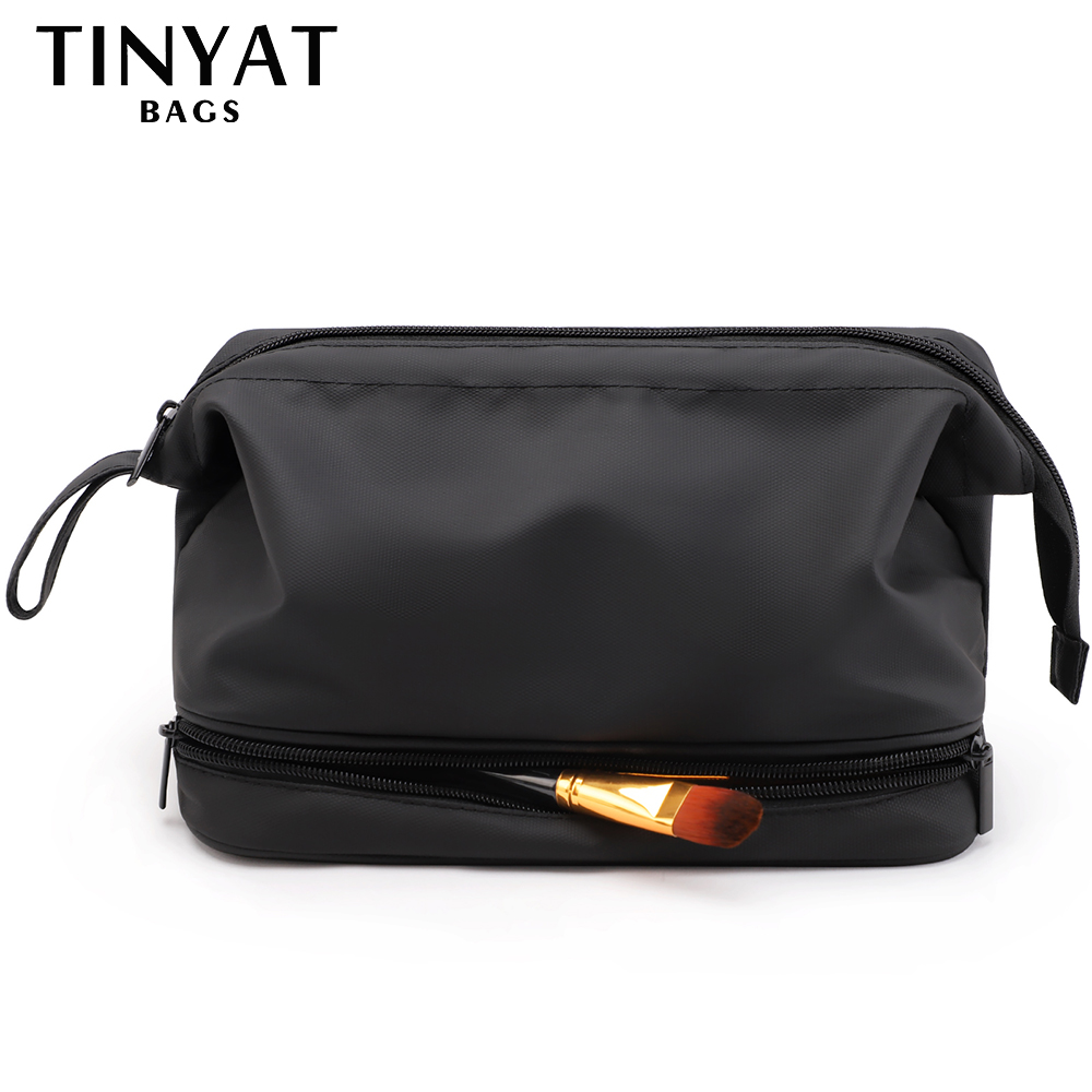 Tinyat Polyester Men Business Portable Cosmetic Bag Hanging Waterproof Wash Pouch Storage Bag Toiletries Organizer Women Travel