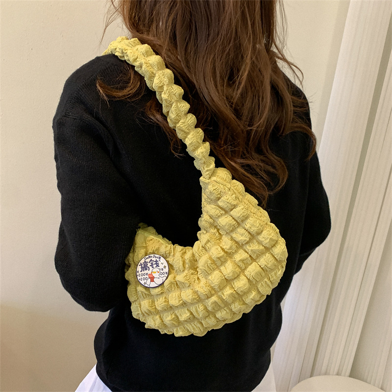 Girl's pleated cloud soft cloud bubble women's bag underarm bag leisure shopping shoulder bag women's cute wallet