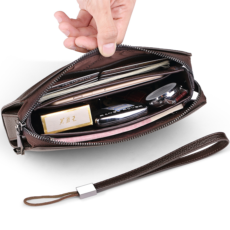 WILLIAMPOLO lock Wallet Genuine Leather Mens Clutch Wallet With Coded Lock Men Wallet Business Man Clutch Purse Mens PL286