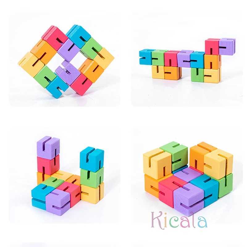 12pcs Spatial 3D Building Blocks Montessori Brain Development Spatial Reasoning Education Puzzle Game Children Wooden Puzzle Toy Y240801