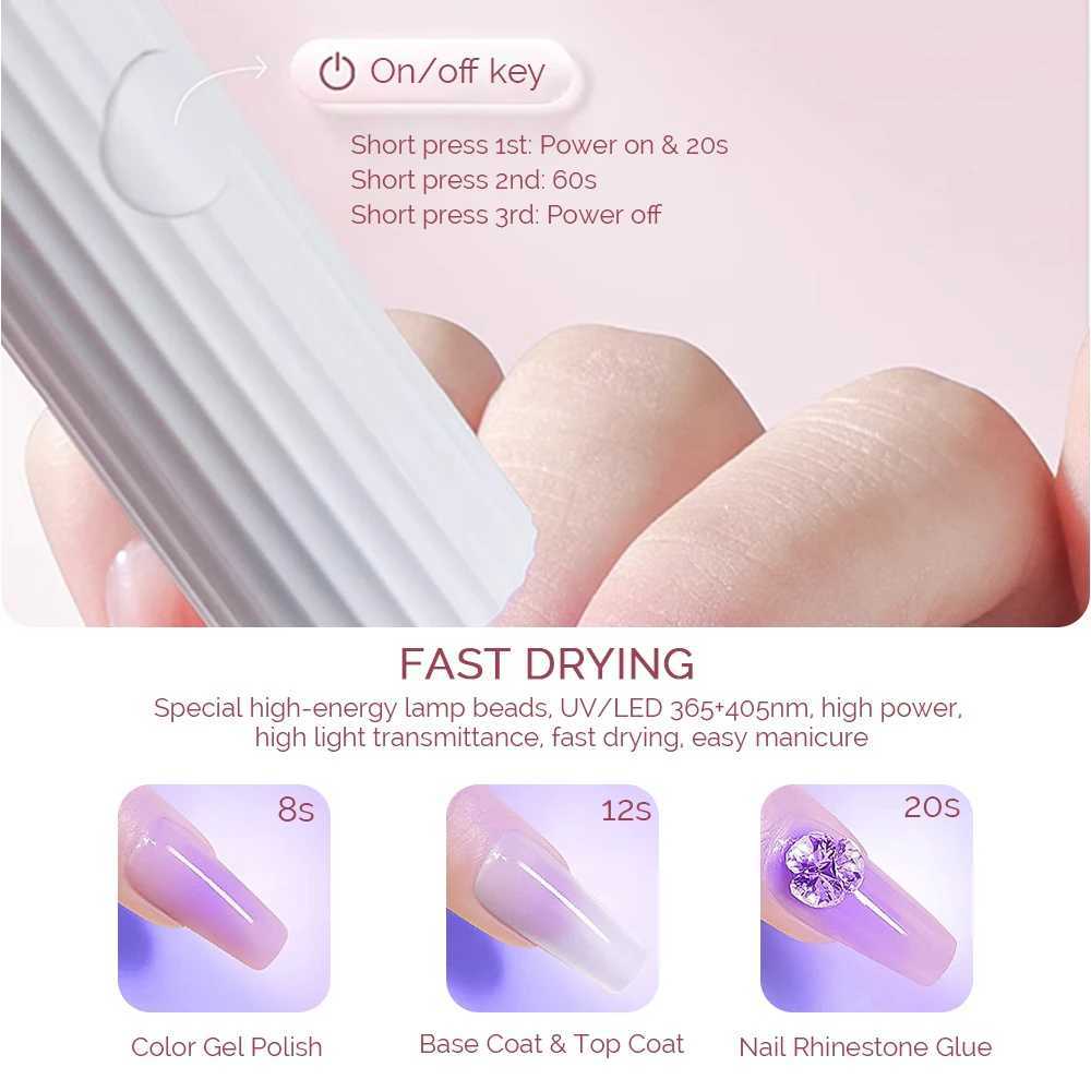 Portable Mlnl UV Nall Lamp For Gel Pollsh Qulck Dry Flashllght Pen USB Nall Dryer Machlne UV LED Nall Lamp For Gel Varnlsh ToolsCL240731