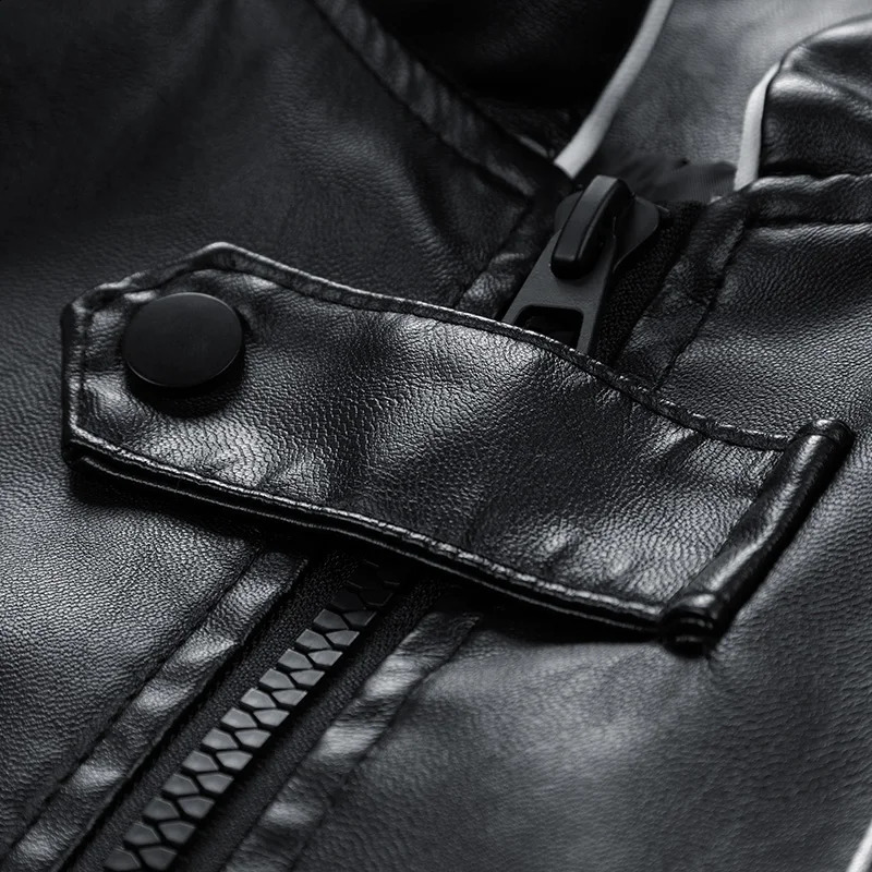 JSN235A2388BO Spring and autumn men PU leather coat stand collar motorcycle jacket leather men Korean slim trend fashion 240822