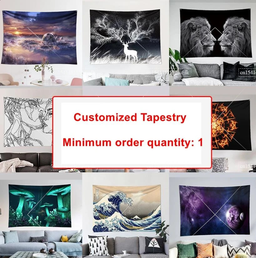 Custom Tapestry Wall Hanging Room Decor Aesthetic Personalized Tapestry Boho Hippie DIY Tapestries Party Backdrop Home Decor 240802