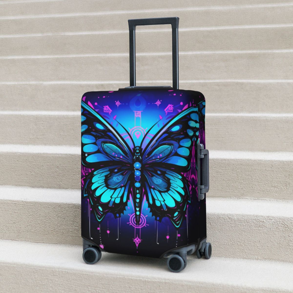 Butterfly Print Suitcase Cover Beautiful Colorful Elastic Travel Protector Luggage Case Holiday