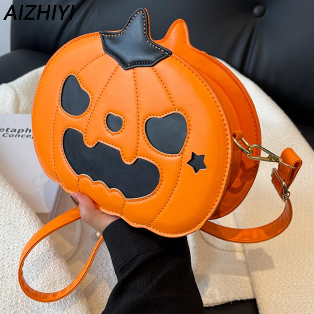 Halloween Pumpkin Devil Crossbody Bag Women Funny Novelty Halloween Gift Candy Treat Bag Casual Shoulder Bag Cell Phone Purse