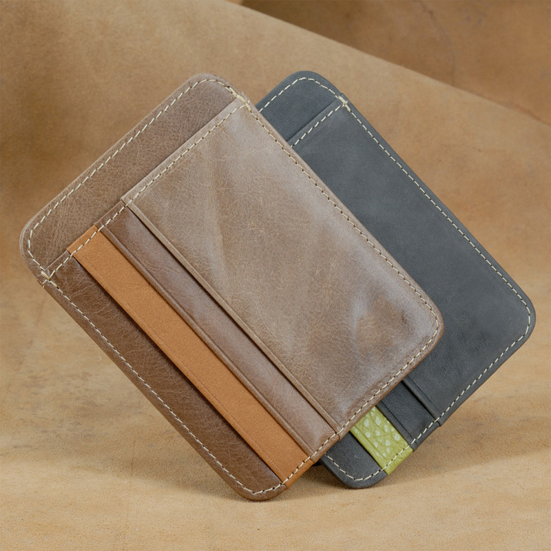 Retro Leather Credit Business Mini Card Wallet Convenient Man Women Smart Wallet Business Card Holder Cash Wallet Card Case