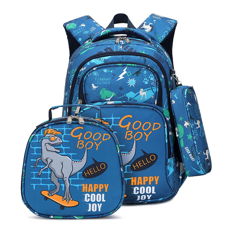 Boy's&Girl's Schoolbag Children's Schoolbag Three-piece Set Dinosaur Wholesale 1-6 Grade Schoolbag Reduce Burden Protect Spine