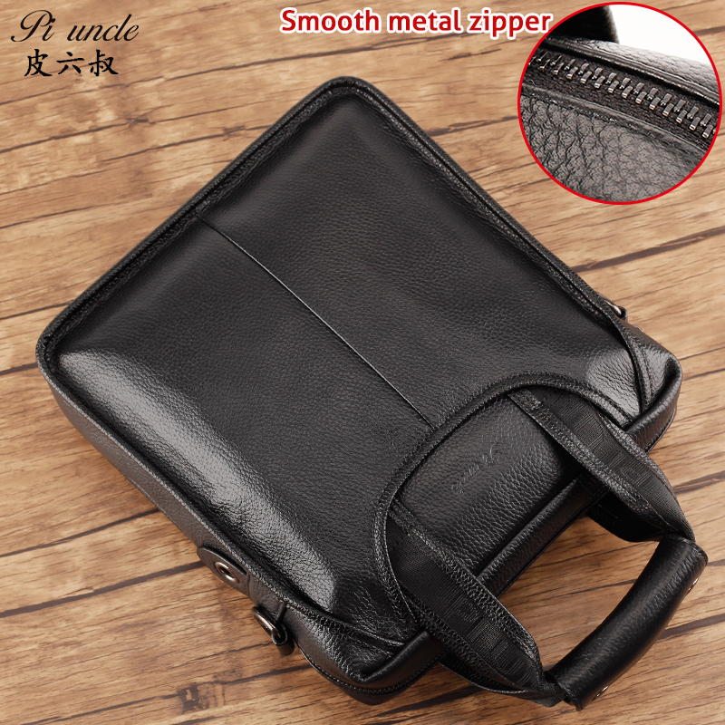 Men's Bag Genuine Leather Male Small Briefcase For Laptop Male Messenger Bags Natural Cowhide Business Portfolio For Document A4