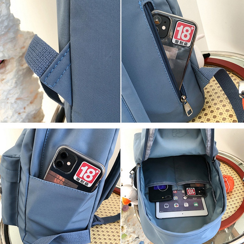 Black Nylon Backpacks for School Teenagers Girls Cute Cartoon High SchoolBag Women Bookbag Korean Casual College Style 2022
