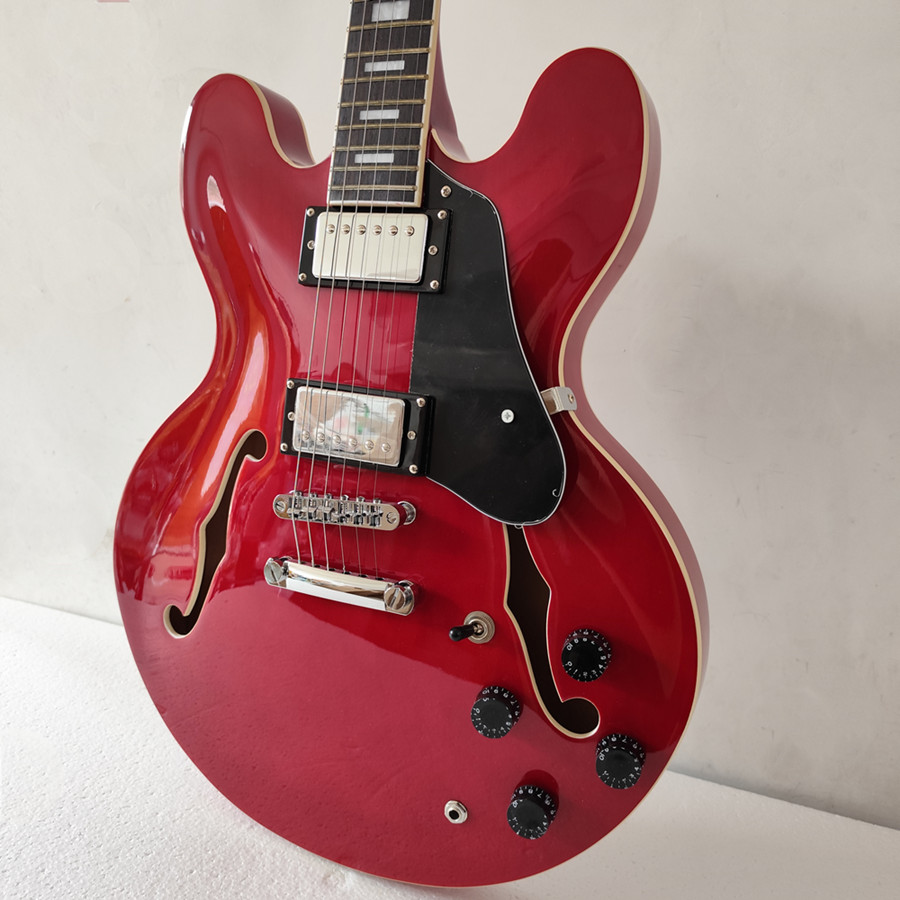 Jazz Style 6-String Semi-Hollowbody Electric Guitar - Transparent Red Finish