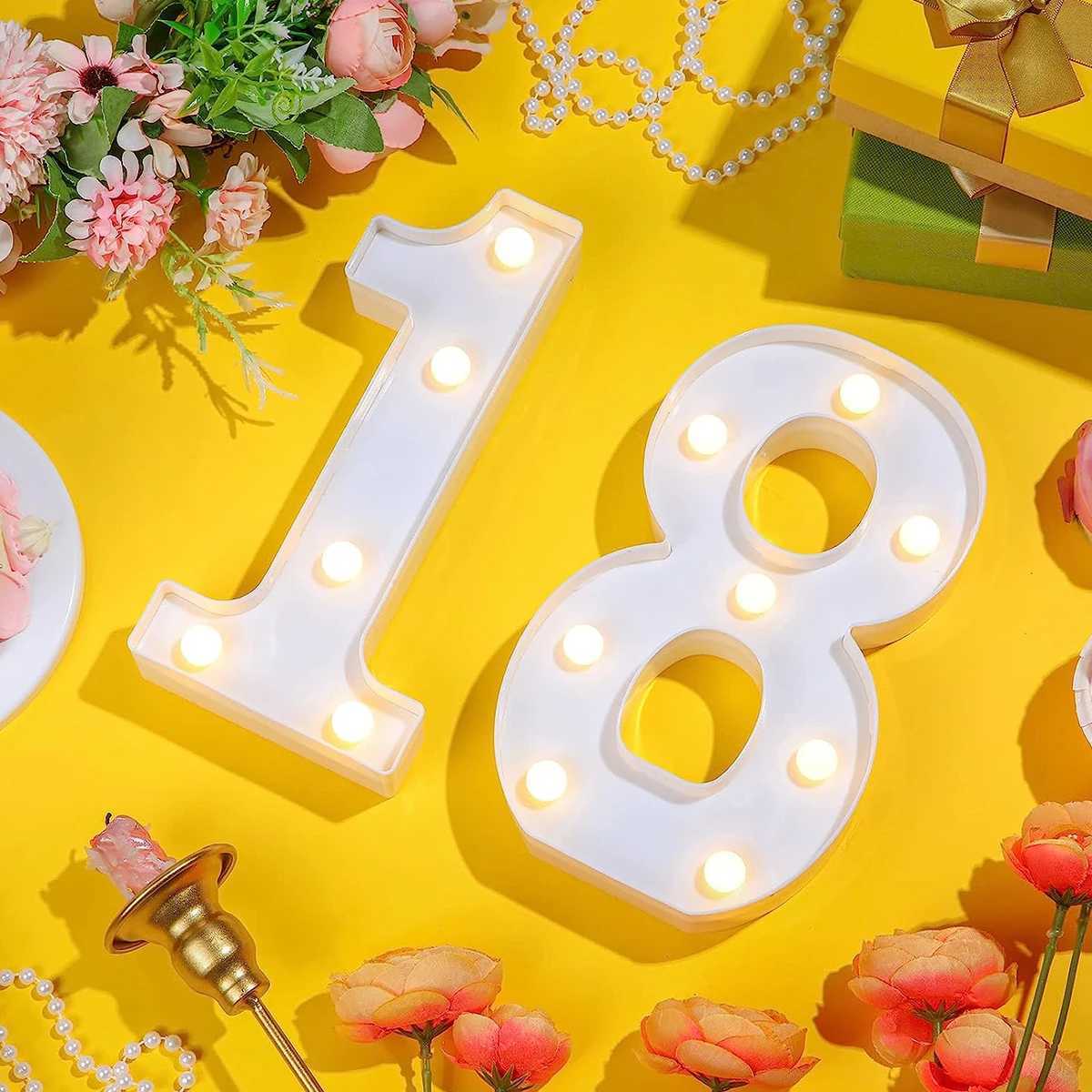 Number LED Night Lamp 26 Letter 1st 18 21 30 40 50 Birthday party decor kids Wedding Birthday Party Decoration Baby Shower Decor Y240801