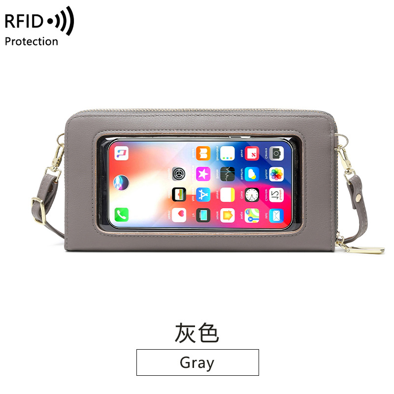Women Mini Shoulder Bag Touch Screen Mobile Phone Transparent Bag Ladies Student Multi-function Messenger Wallet Handbag