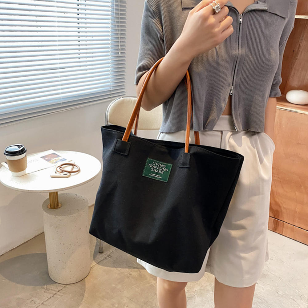 Women's Canvas Shoulder Bags Eco Reusable Foldable Shopper Fashion Print Large Capacity Handbags Casual Cute Bag for Students