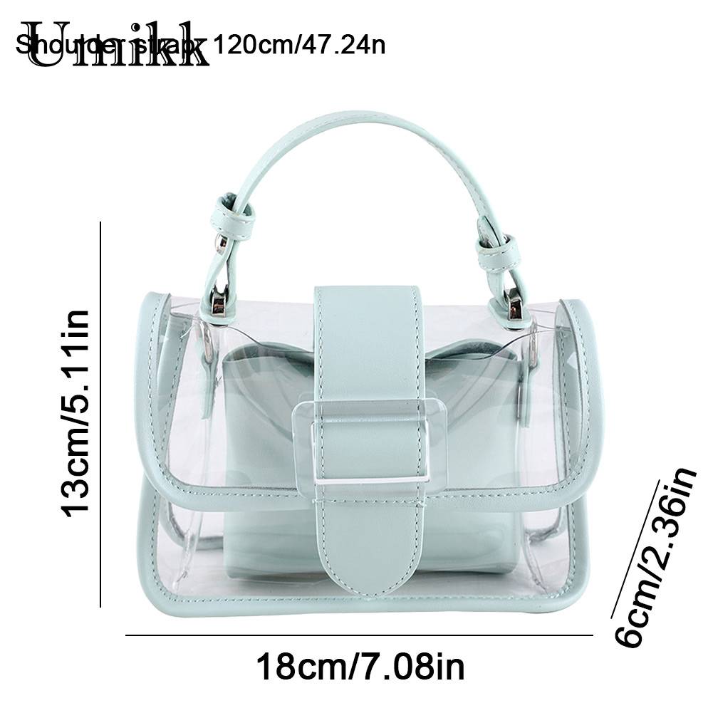 Women Jelly Small Shoulder Bag PVC Transparent Ladies Crossbody Messenger Fashion Personality Bags Big Buckle Flip Cover Handbag