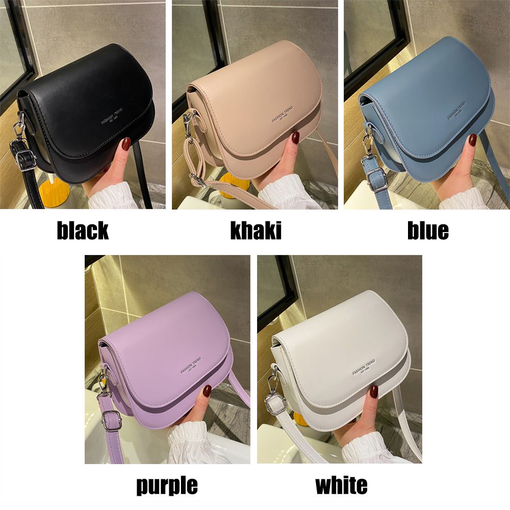 Trendy Saddle Shoulder Bag Women Fashion PU Leather Crossbody Bags Simple Solid Color Flap Messenger Pouch Handbags