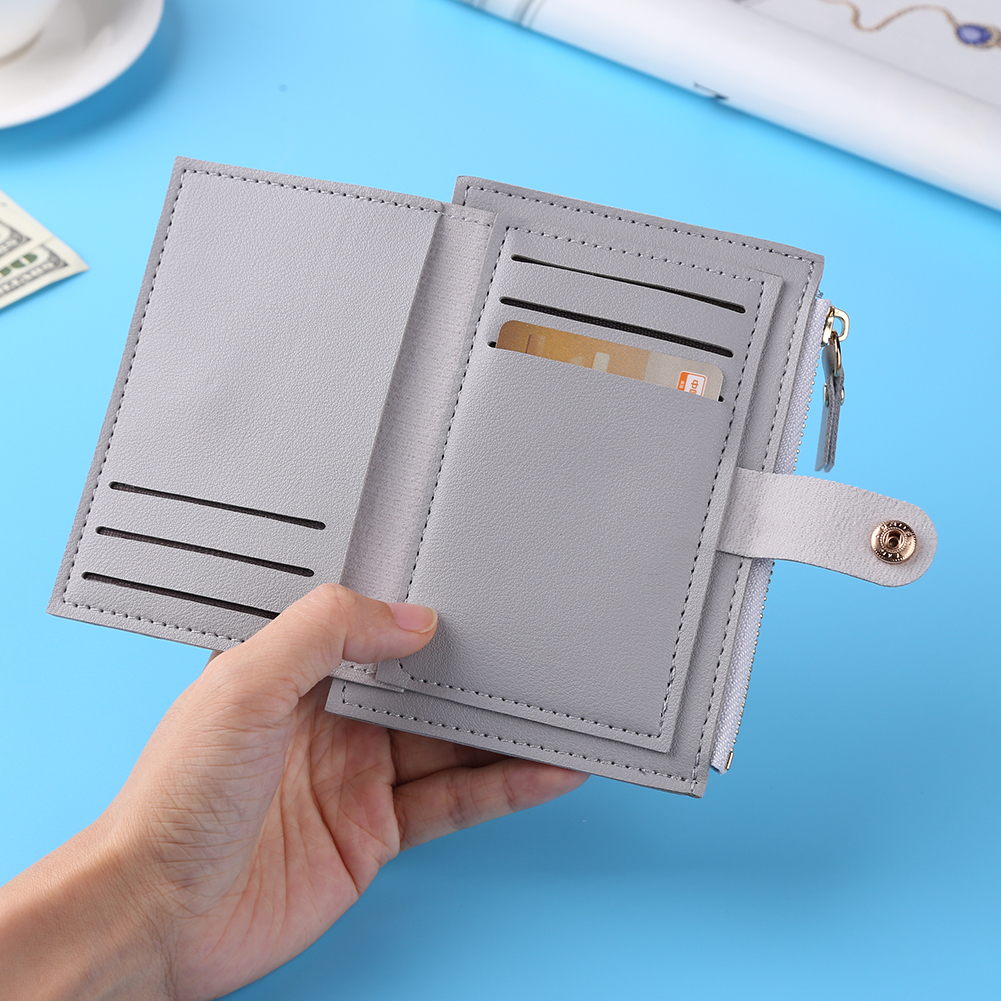 Women Fashion Solid Color Credit ID Multi-slot Card Holder Ladies Casual PU Leather Mini Coin Purse Wallet Case Pocket Y260206