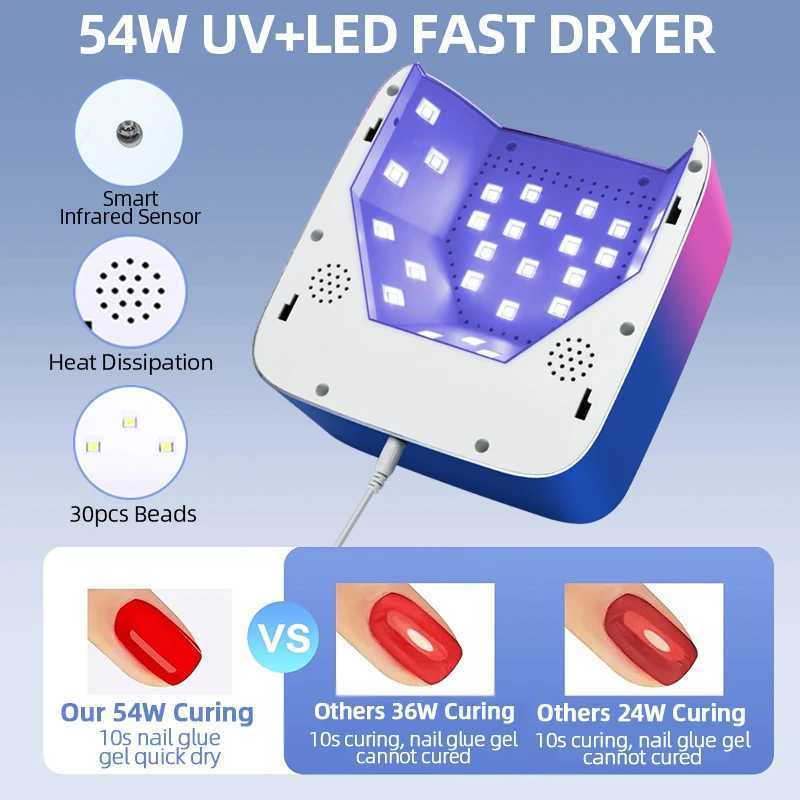 54W Rechargeable Nail Lamp Cordless LED Nail Dryer UV Light for Nails Wireless Gel Polish Dryer Machine With Automatic SensorCL2400806