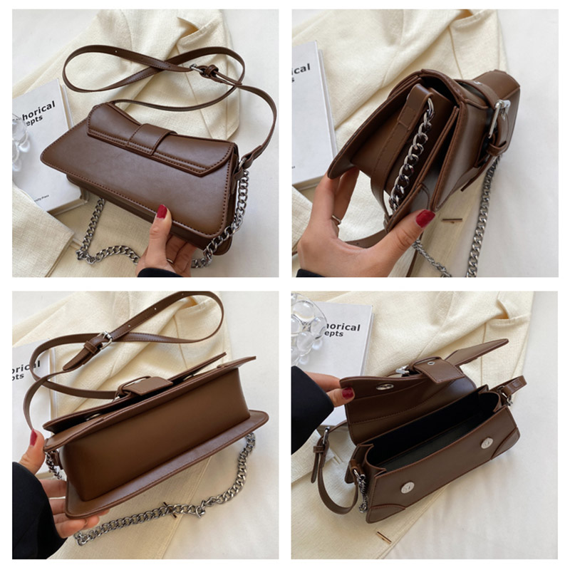 Solid Color Chain Shoulder hot Bag: Stylish PU Leather Crossbody Handbag for Women