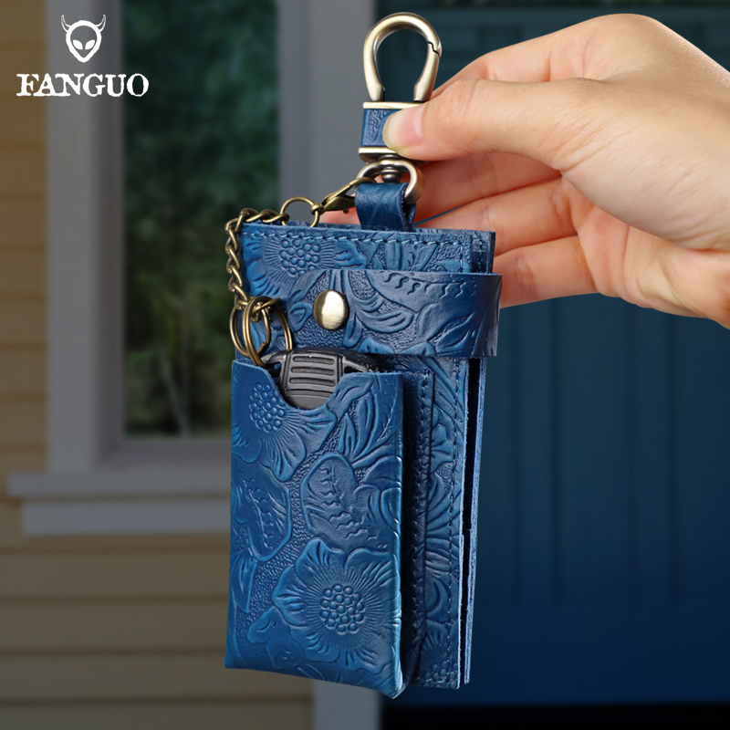 Retro Waist Hanging Car Key Holder Pouch Cow Leather Key Wallet For Male, Organizer Housekeeper Key Cover Case Bag For Women