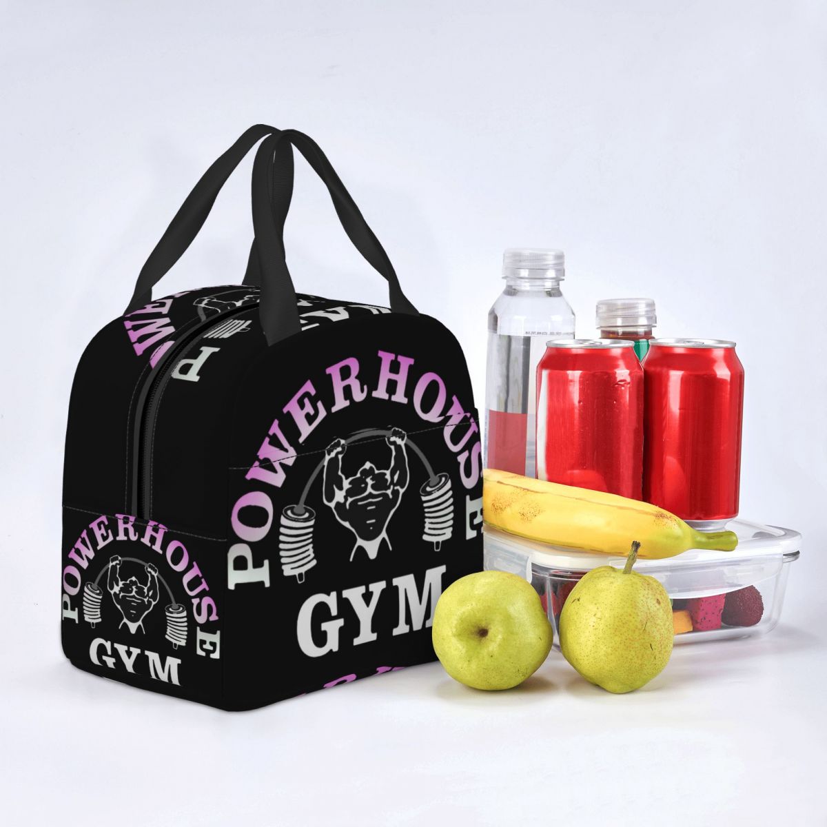 Powerhouse Gym Logo Thermal Insulated Lunch Bag Women Bodybuilding Fitness Portable Lunch Container Travel Storage Food Box