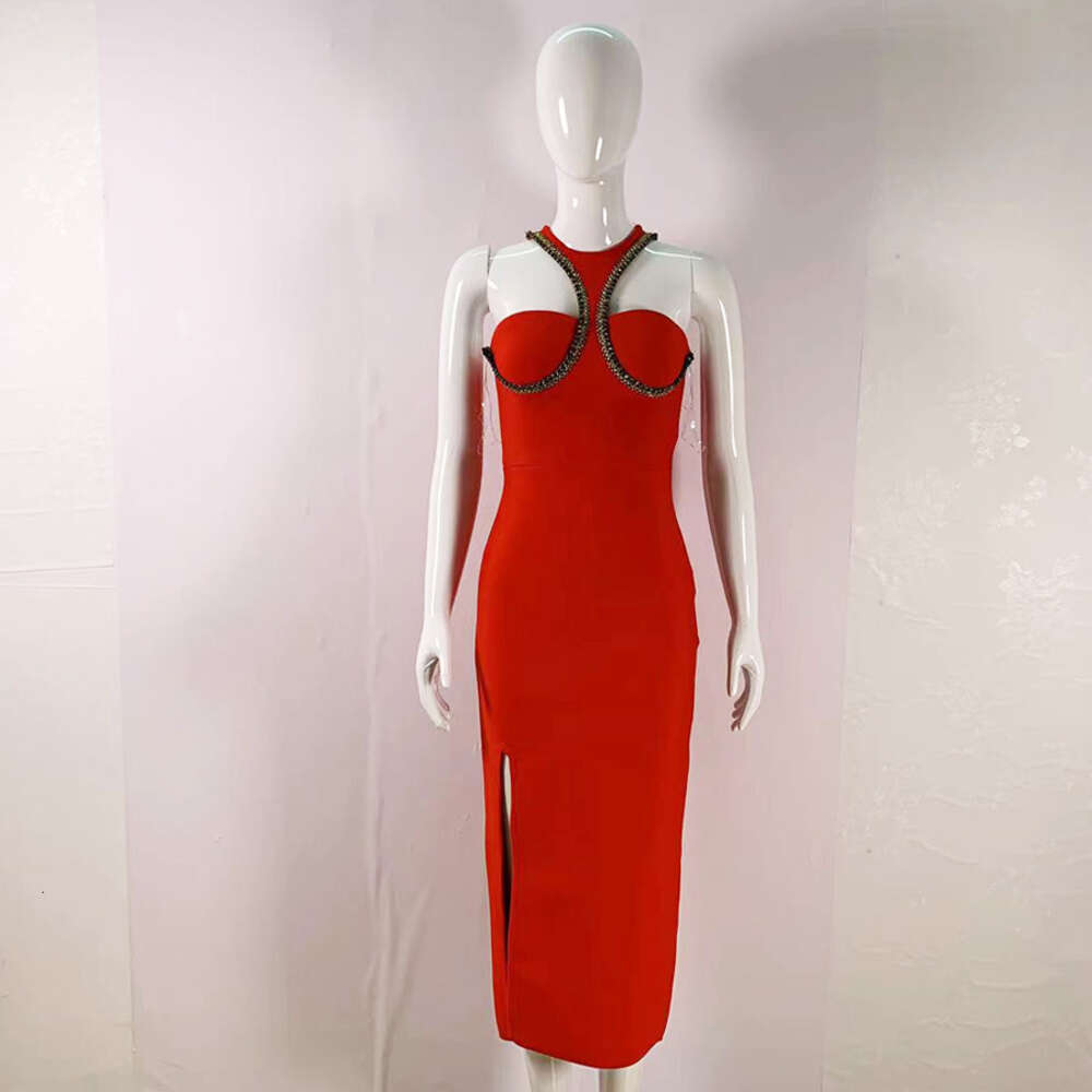 Sultry Nightclub Dresses: Women's High Neck Bandage Gown, Sleeve Socialite Party Dress & Elegant Long Evening Skirt C260312