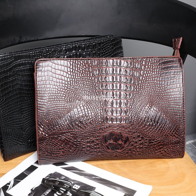 New crocodile pattern men's and women's handbag Korean version men's bag casual envelope bag iPad bag file bag trendy handbag