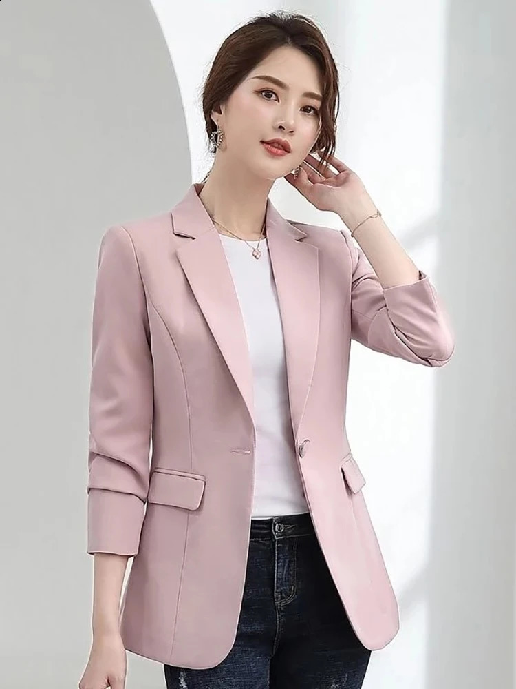 Chic Autumn Spring Blazer Womens Fashion Jacket Slim Fit Overwear Coat