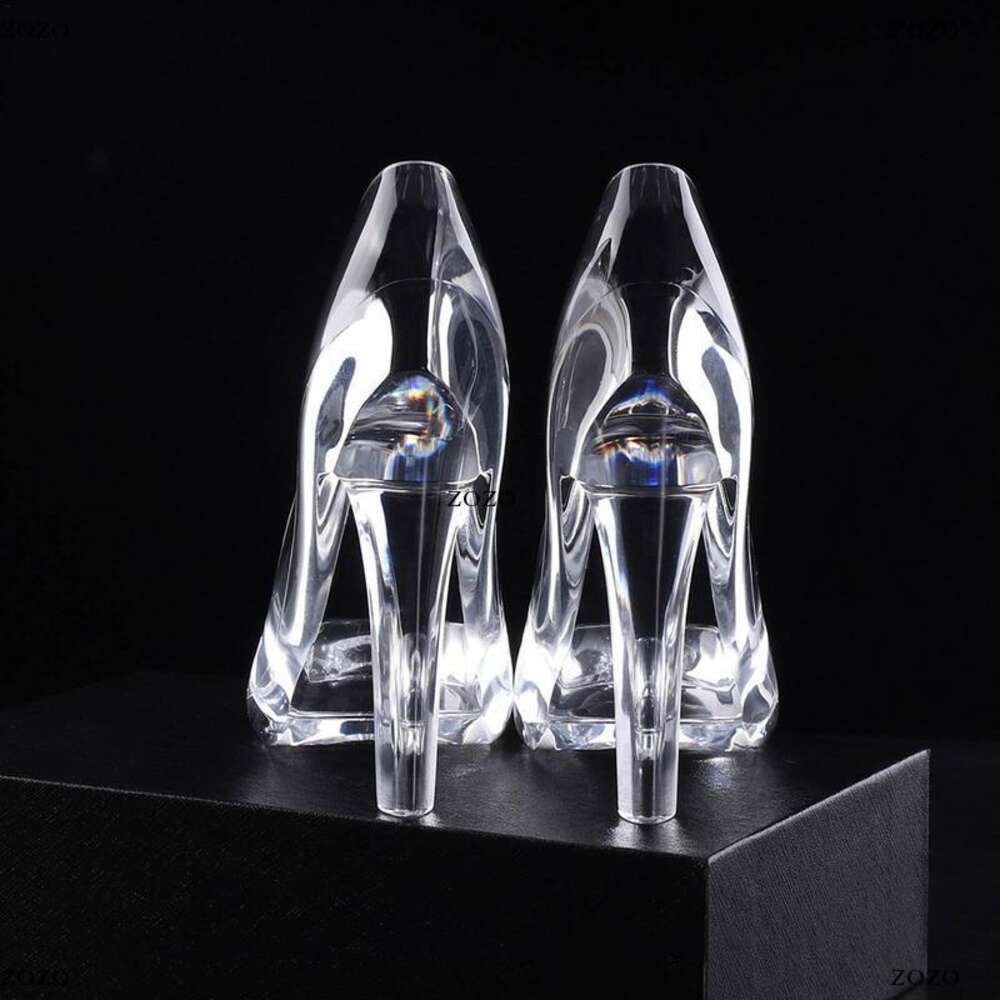 Crystal Shoes Acrylic Crystal Decor Birthday Gift Home Decor Cinderella High-Heeled Shoes Wedding Shoes Figurines Ornament
