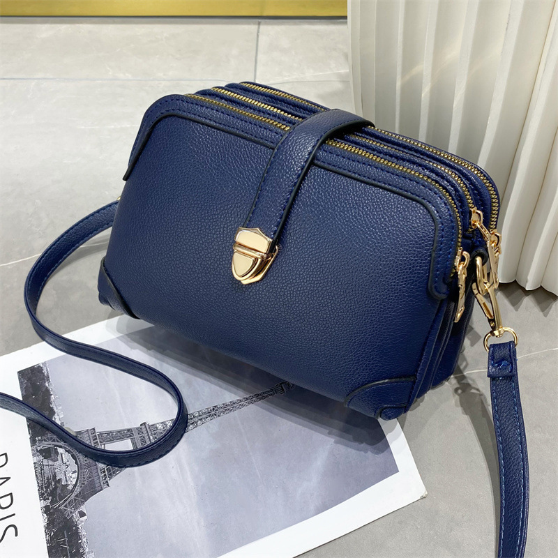 Luxury Designer Solid Color Women's Small Handbag Fashion Shoulder Crossbody Bag Ladies pu Leather 3 Layer Shell Satchel Bags
