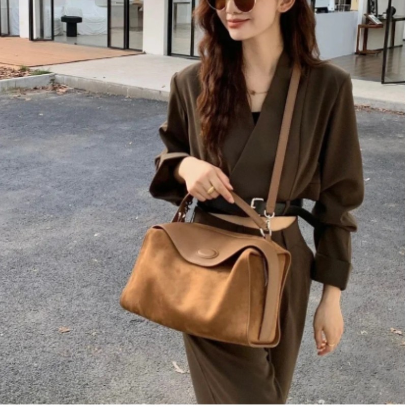 EGCHI Luxury Shoulder Bags For Women Crossbody Boston Bag Soft Frosted Handbag Autumn New Daily Purses Casual Tote Bag Bolas