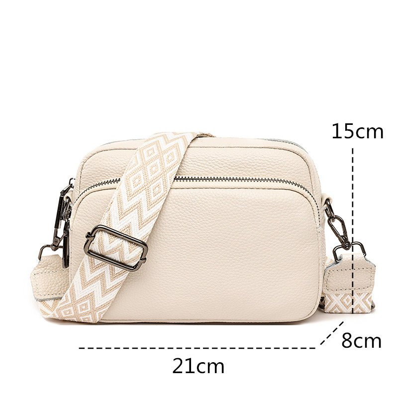 Genuine Leather Cowhide Crossbody Bag Women Double Layer Messenger Bag Simple Shoulder Bag New Female Purse Wild Handbag Bolso