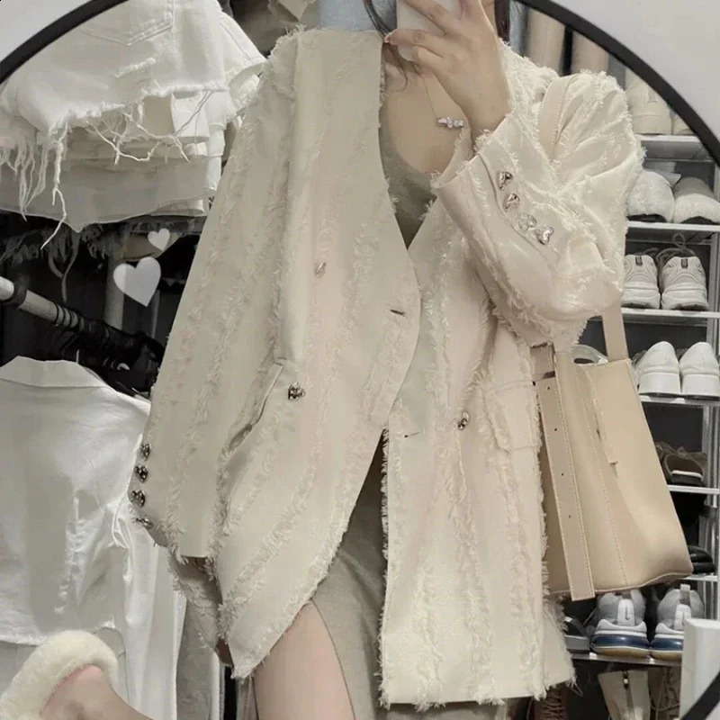 Solid Womens Blazers loose fitting outerwear offers Korean style elegant youth trend womens and jacket 240827