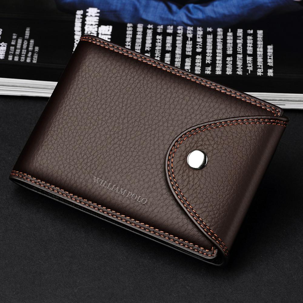 WILLIAMPOLO Wallets Men Genuine Leather business Clutch Bag Male Purse Bifold Money Clamp Credit Card Case Cash Clip Wallet