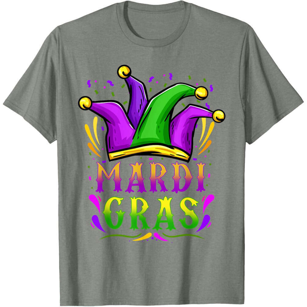 T shirt Mens Mardi Gras Party Hat Gift T-Shirt shirts tshirt graphic tee Casual tops summer clothes Short sleeve Free shipping