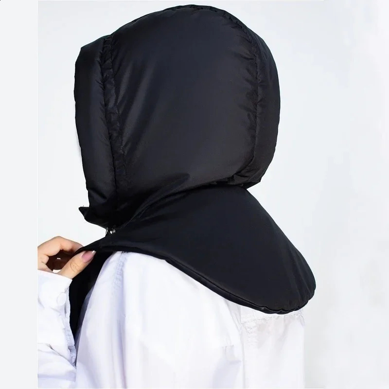 Winter Ultralight Down Hooded Hats for Women Men Warm Ring Scarf Balaclava Hat Neck Zippper Drawstring Coat Scarf Short Tank Top 240723