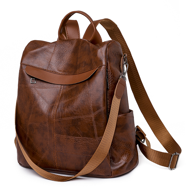 Ladies Anti-Theft Wallet PU Shoulder Fashion Women Satchel Backpack Designer Bag Black Brown