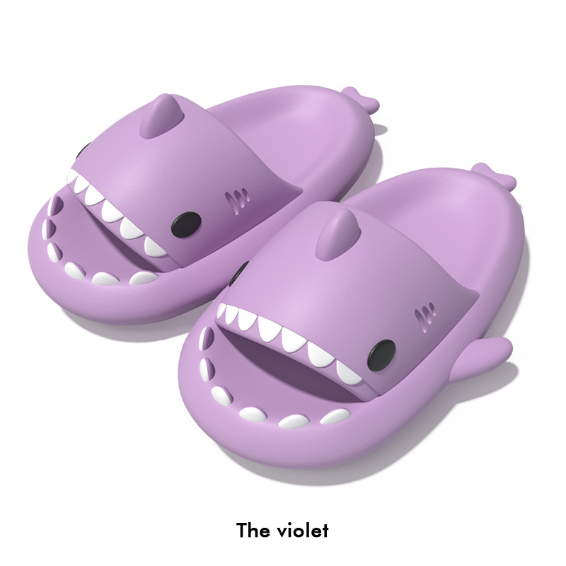 Men Shark Slippers Boy Bathroom Non-Slip Flat Sandals Kids Cute Solid Color EVA Flip Flops Adults Outdoor Soft Thick Slides 123