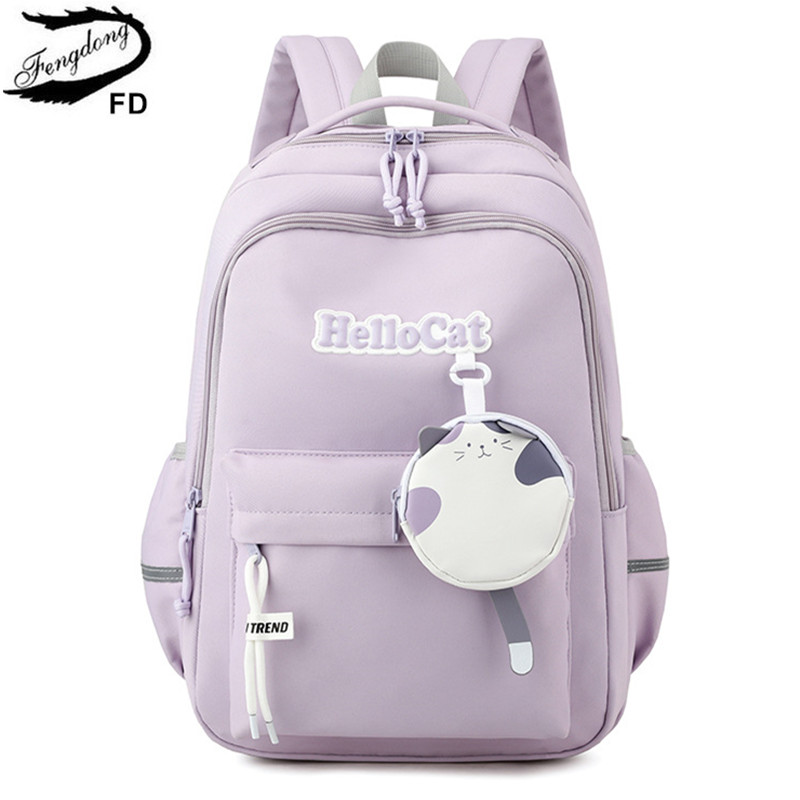 Fengdong cute school bag korean style kawaii school backpack girl bag elementary school bags for girls primary students gift