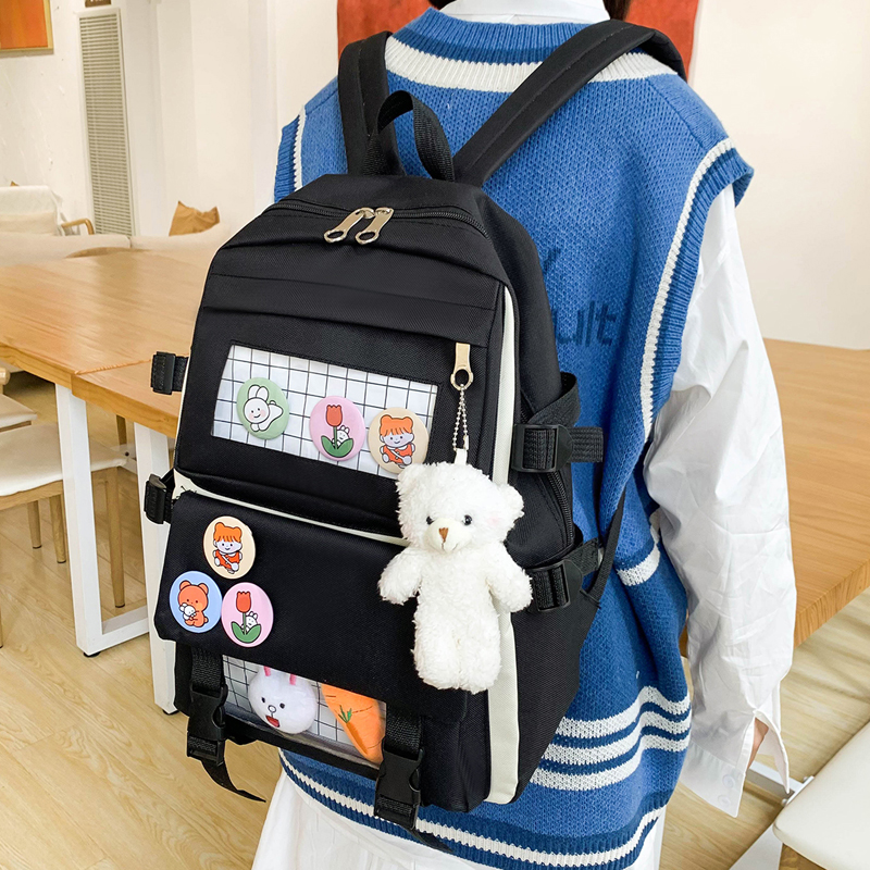 Simple Backpack 4 Piece Set High School Backpack Bags for Teenage Girl 2021 Canvas Travel Women Bookbags Teen Student Schoolbag
