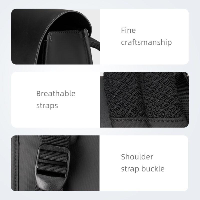 Mark Ryden Business Black Leather Backpack student book bag 15.6 Inch Fashion Backpack to men