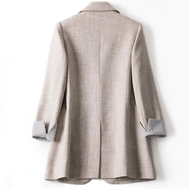 Womens long sleeved spring casual jacket fashion business flat suit womens work 240827